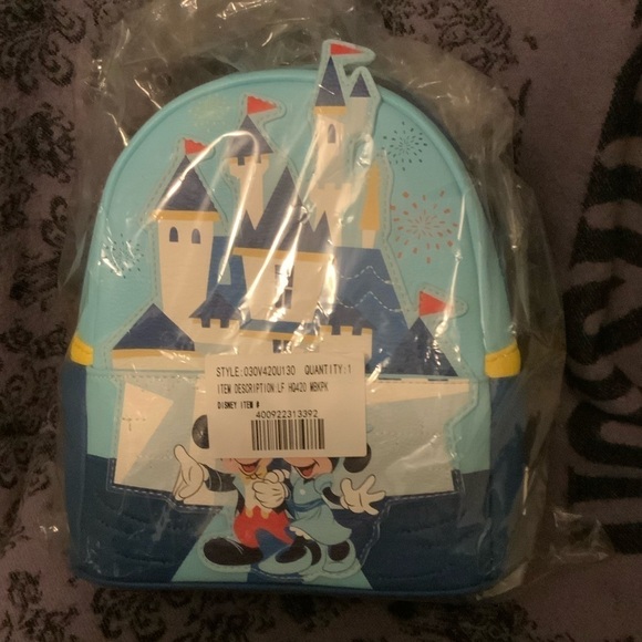 Mickey and Minnie Mouse Mini Backpack by Loungefly – Disneyland 65th Anniversary - Picture 6 of 7